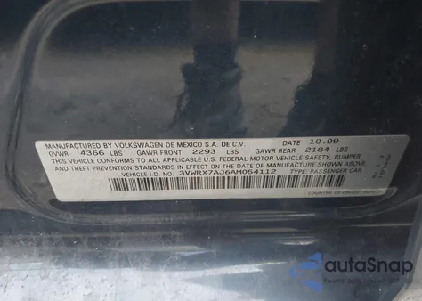 2010 Volkswagen Jetta Limited Edition/Se/Sel z USA, uszkodzony, nr VIN 3VWRX7AJ6AM054112